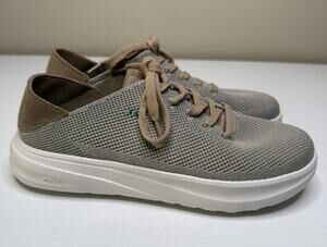 Mykos Winona Travel Sneaker Womens 8 Sand Knit Suede Heel Low Lace Up Shoe
